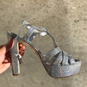 Glitter t strap platform sandals